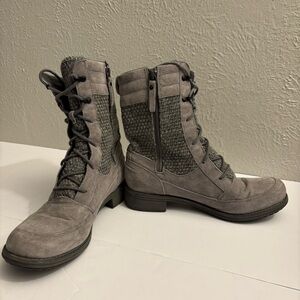 The North Face Gray Suede Leather Boots LACE Up Boots Womens 8.5